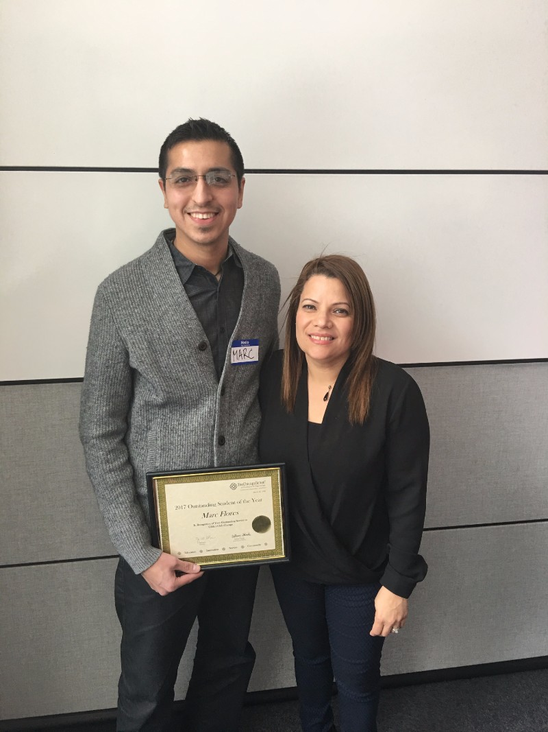 Outstanding Student of the Year - Marc Flores, with Gilda&#39;s Club, pictured with Jeanette Santana González 